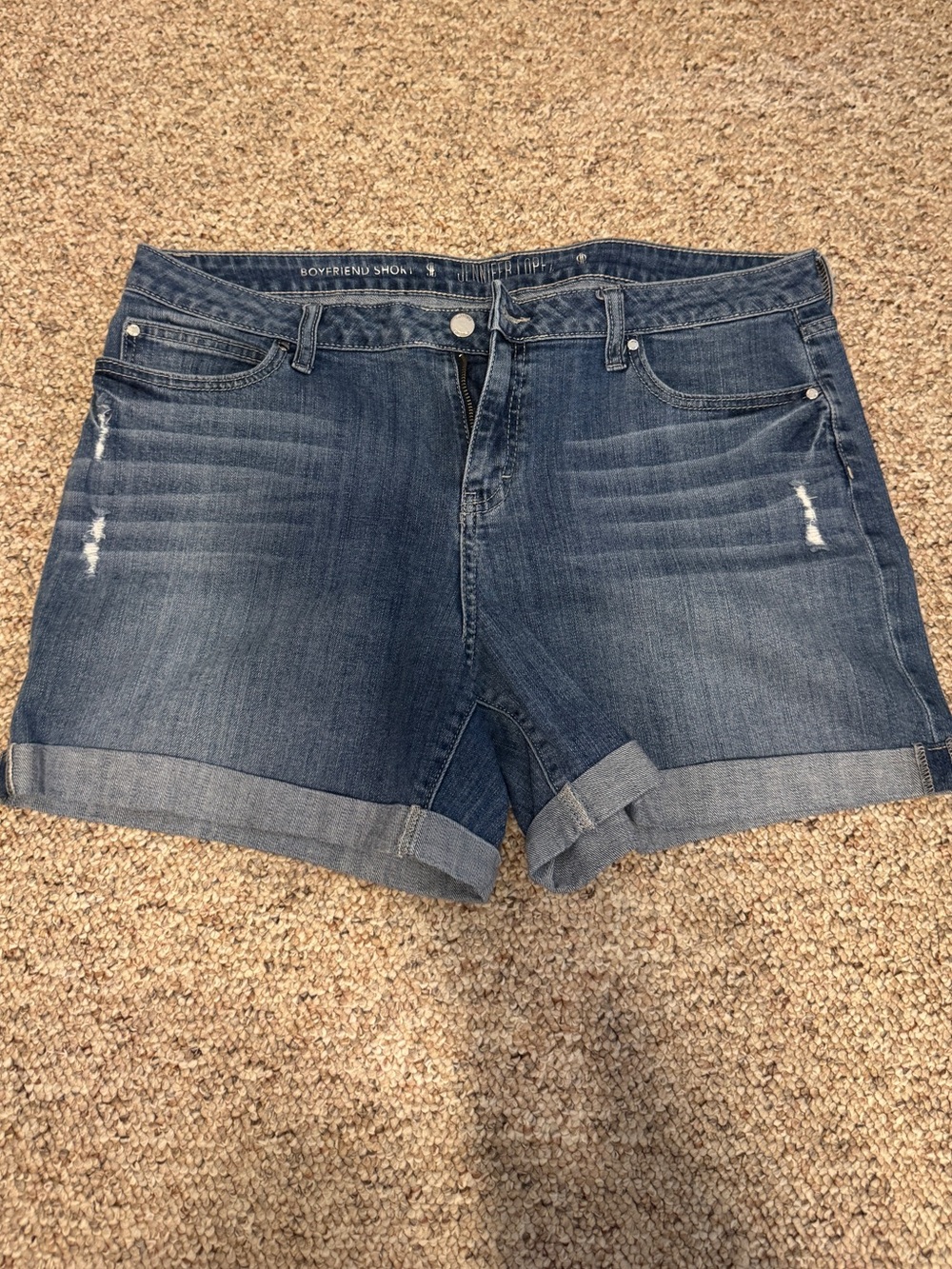 Jennifer Lopez Blue Denim Boyfriend Roll-Cuff Shorts